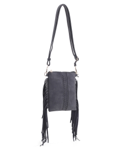 Fashion Side Fringe Tassel Drop Crossbody Bag SJ-20320 BLACK